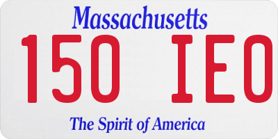 MA license plate 150IE0