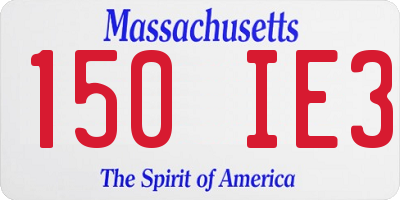 MA license plate 150IE3