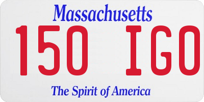 MA license plate 150IG0