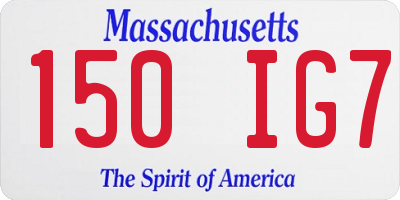 MA license plate 150IG7