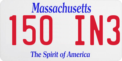 MA license plate 150IN3