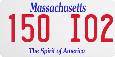 MA license plate 150IO2