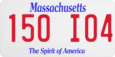 MA license plate 150IO4