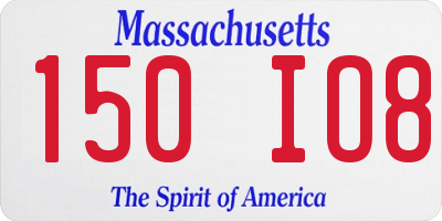 MA license plate 150IO8