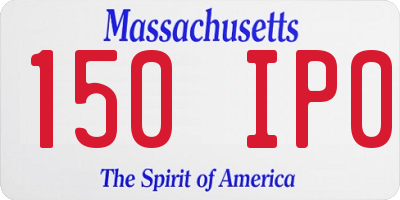 MA license plate 150IP0