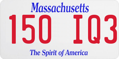 MA license plate 150IQ3