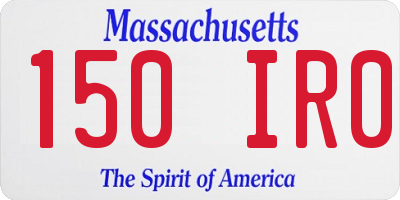 MA license plate 150IR0