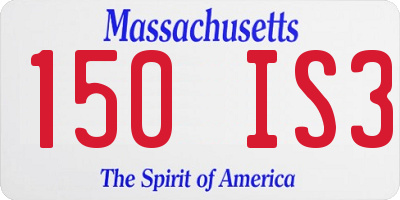 MA license plate 150IS3