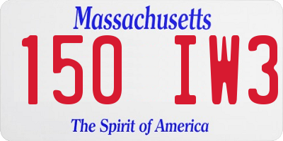 MA license plate 150IW3