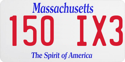 MA license plate 150IX3
