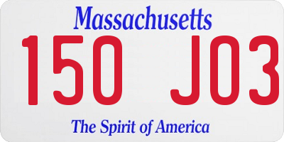 MA license plate 150JO3