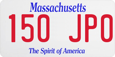 MA license plate 150JP0