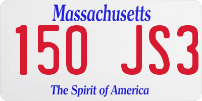 MA license plate 150JS3