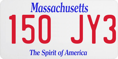 MA license plate 150JY3