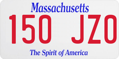 MA license plate 150JZ0