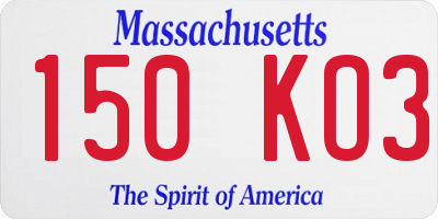 MA license plate 150KO3