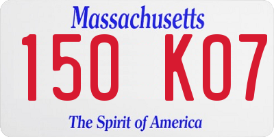 MA license plate 150KO7