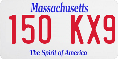 MA license plate 150KX9
