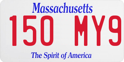 MA license plate 150MY9