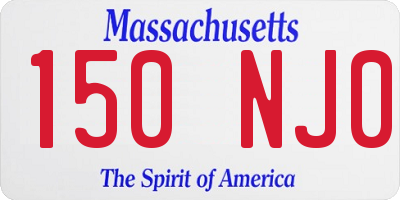 MA license plate 150NJ0