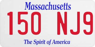 MA license plate 150NJ9