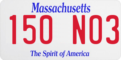 MA license plate 150NO3
