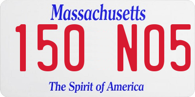 MA license plate 150NO5