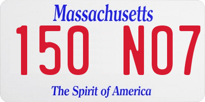 MA license plate 150NO7