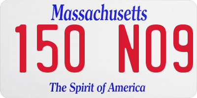 MA license plate 150NO9