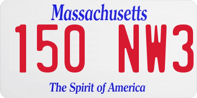 MA license plate 150NW3