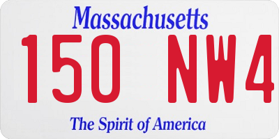 MA license plate 150NW4