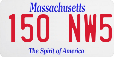 MA license plate 150NW5