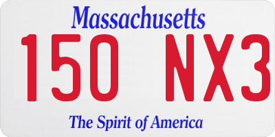 MA license plate 150NX3