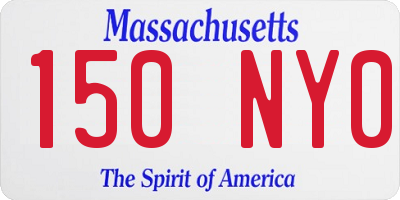 MA license plate 150NY0