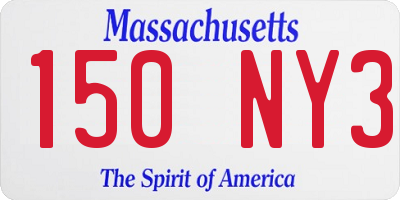 MA license plate 150NY3