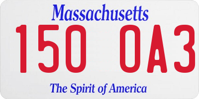 MA license plate 150OA3