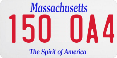 MA license plate 150OA4