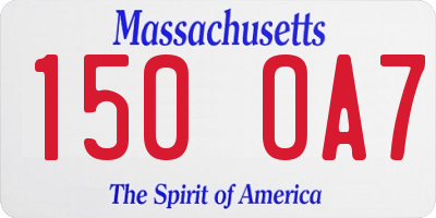 MA license plate 150OA7