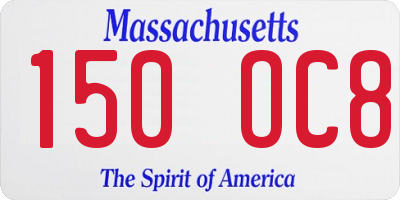 MA license plate 150OC8