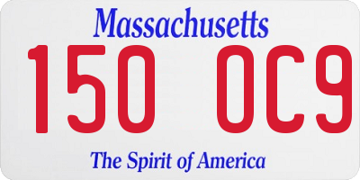 MA license plate 150OC9