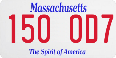 MA license plate 150OD7