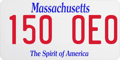 MA license plate 150OE0