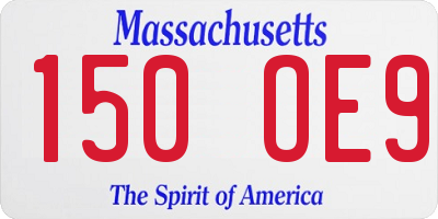 MA license plate 150OE9