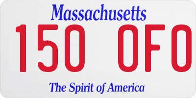 MA license plate 150OF0