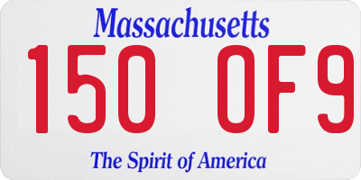 MA license plate 150OF9