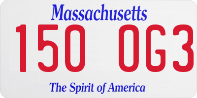 MA license plate 150OG3