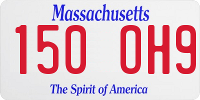 MA license plate 150OH9