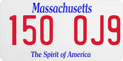 MA license plate 150OJ9