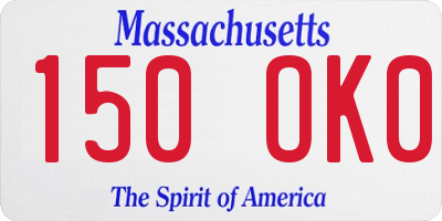 MA license plate 150OK0
