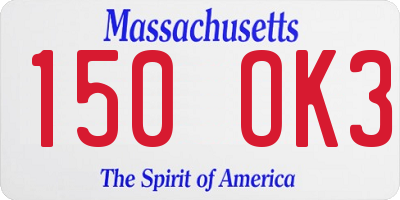 MA license plate 150OK3
